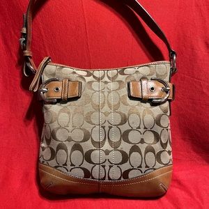 Small Vintage Coach Purse with Leather Trim